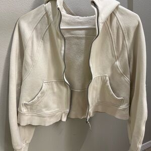 Beige Zip-Up Hoodie